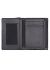 Black leather men's wallet PORMS-0723-9P(Z26), interior view on a white background.