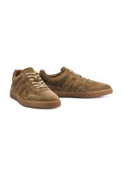 Dark beige suede men's shoes BUTYM-0523-82(Z25), diagonal product view on white background.