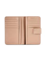Medium beige leather women's wallet PORES-0896R-1B(W26), product view from the inside on a white background.