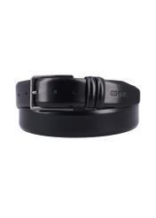 Men's black leather belt PASMS-0284-99(Z26), front product view on white background.