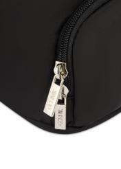 Black women's waist bag TOREN-0324-99(Z25), close-up of the product detail, view on a white background.