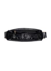 Black semi-circular croco women's handbag TORES-1328-9G(Z26), product view inside on white background.