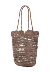 Straw brown women's shopper bag TOREC-0924-1H(W26), diagonal product view on white background.