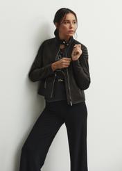 Women's black leather jacket KURDS-0436-1313(W23)-02