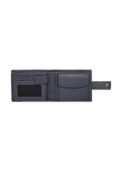 Men's leather wallet in navy blue PORMS-0694-7E(W26) - product view from above, on a white background.