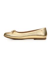Women's gold leather ballet flats BUTYD-1248-2X(W26) - side product view, on white background.