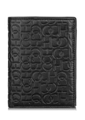 Men's black leather wallet with monogram PORMS-0600-98(Z23)-01