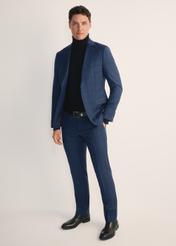Men's navy blue suit trousers SPOMT-0114-69(Z25), front view of the product on the model. Full body visible.