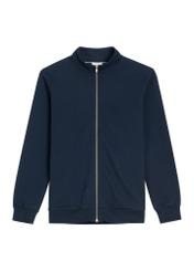 Navy blue men's zippered sweatshirt BLZMT-0085-7E(Z26), front product view on white background.