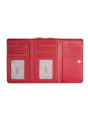 Large red leather women's wallet PORES-0801R-4B(W26), product view inside on white background.