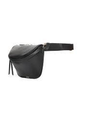 Large women's black waist bag TOREC-1266-99(Z26). Side view, diagonal, on a white background.