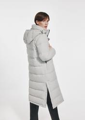 Gray long winter jacket for women KURDT-0464-81(Z24)-03