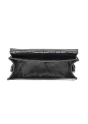Leather black women's croco handbag TORES-1129E-99(Z25), product view inside on white background.