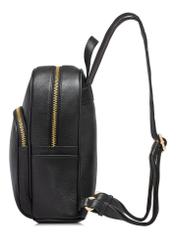 Black leather women's backpack TORES-1089A-99(W26), side product view on white background.