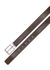 Men's brown leather belt PASMS-0263-89(W25), close-up of the product on a white background.