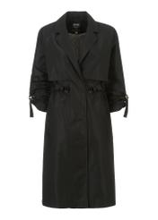 Black women's coat with straps KURDT-0439-99(W24)-05