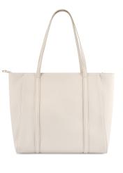 Cream monogram shopper bag TOREC-1160-0B(W26), back view of the product on a white background.