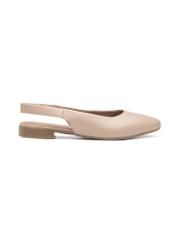 Beige women's ballet flats without a heel BUTYD-1246-1B(W26), side view of the product on a white background.