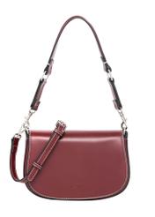 Dark red women's handbag with stitching, model TOREC-1380-4C(Z26); front view of the product on a white background.