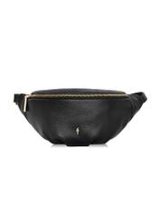Women's leather black waist bag TORES-0894D-99(Z25) - front product view on white background.