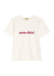 White women's T-shirt with print TSHDT-0152-0B(W26), product view from the front on a white background.