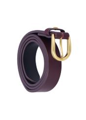 Burgundy women's leather belt PASDS-0345-4D(Z26), diagonal product view on white background.