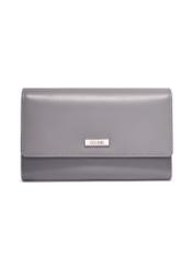 Graphite large leather women's wallet PORES-1024-9D(Z26) - front product view, on white background.