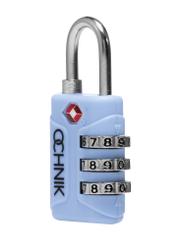 Blue TSA combination padlock AW-015-0003-61(W25), diagonal product view on white background.
