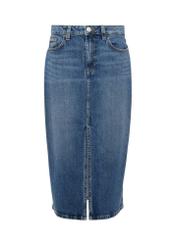 Navy blue denim skirt SPCDT-0102-69(W25)-01