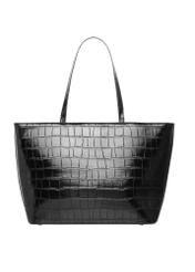 Black croco shopper bag TOREC-1242-9G(Z26), product view from the back on a white background.
