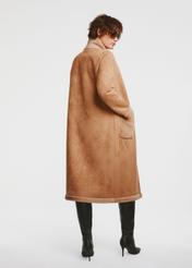 Beige double-sided long women's fur coat FUTDP-0051-24(Z24)-05