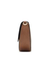 Brown leather women's messenger bag TORES-1246-1F(W26), product view from the side on a white background.