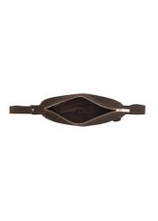 Dark brown leather semi-circular women's handbag TORES-1309-1I(W26), product view inside on white background.
