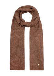 Brown women's scarf with a wool blend SZADT-0202-1H(Z26) - view of the rolled-up product on a white background.
