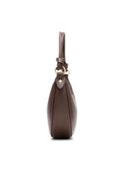Brown small women's hobo bag TOREC-1097-1H(W26) side product view on white background.