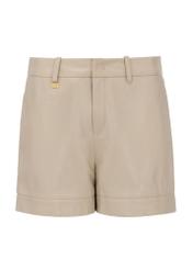 Women's beige leather shorts SPODS-0007-1321(W23)-04