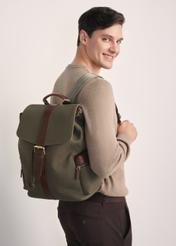 Men's khaki backpack TORMN-0371-55(Z25) - slightly diagonal view of the product on a white background. Half of the silhouette visible.