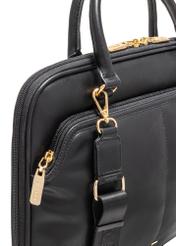 Black women's imitation leather briefcase TOREC-1106-99(Z25), close-up of the product detail on a white background.