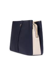 Dark navy blue women's handbag made of imitation leather TOREC-1261-7E(Z26), diagonal product view on a white background.