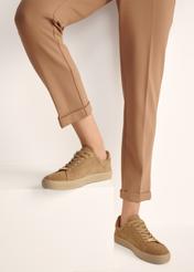 Suede beige women's sneakers BUTYD-1068-82(Z25)