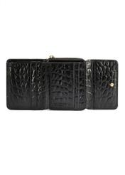 Women's leather black croco wallet PORES-0906-9G(Z26), product view inside on white background.