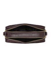 Small brown croco leather handbag TORES-1231-1H(W26), product view inside on white background.