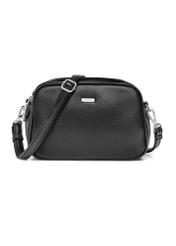 Black medium women's handbag TOREC-1121-9I(W26), product view from the front on a white background.