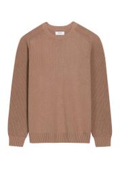 Men's cotton sweater in cool beige SWEMT-0208-1K(Z26), front view of the product on a white background.
