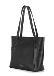 Black leather shopper bag TORES-0980-9I(Z26) - diagonal product view, on a white background.
