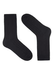 Black merino wool socks SKAMT-0206-99(Z26), product view from the front on a white background.
