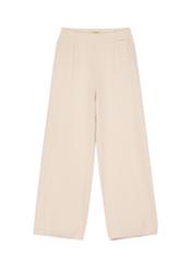 Beige women's wide leg trousers SPODT-0121-1A(W26), product view from the front on a white background.