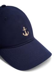 Navy blue unisex baseball cap CZALT-0018-7D(W26), close-up of the product detail on a white background.