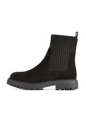 Women's black suede Chelsea boots BUTYD-1194-99(Z25), side view of the product on a white background.