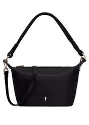 Black fabric women's handbag TOREN-0355-99(Z26), front product view on white background.